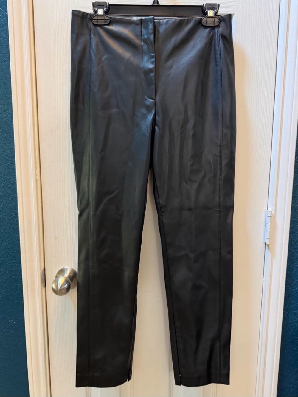 NWT Ann Taylor Petite Black Faux Leather Pants 8P